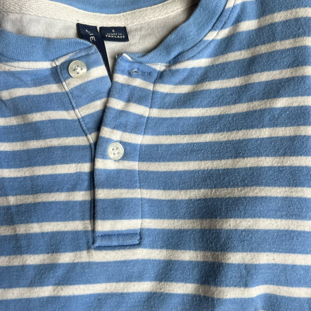 Janie and Jack Light Blue and White Striped Shirt
